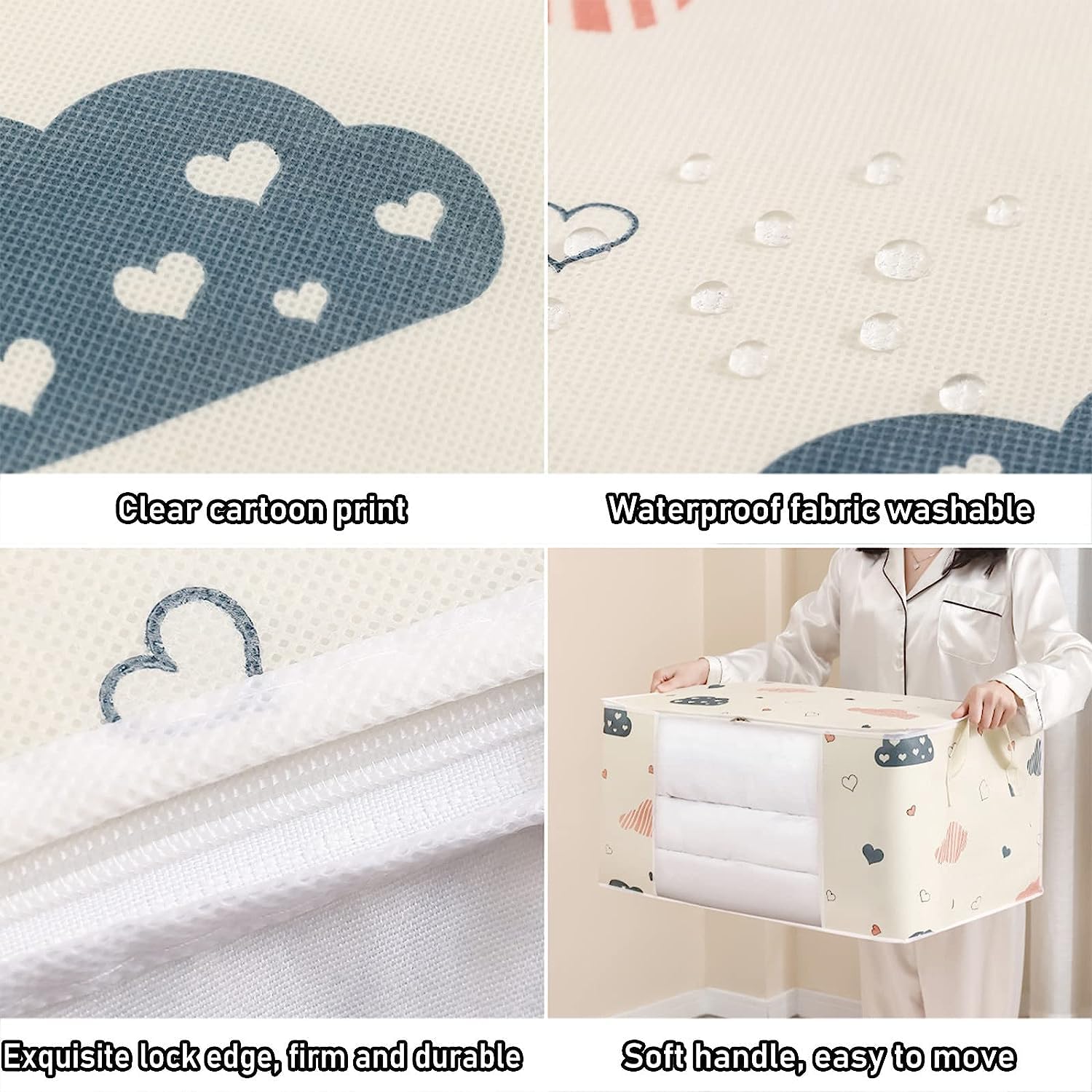 Torby Do Przechowywania Pocieszyciel Torba Do Przechowywania Z Przezroczystym Uchwytem Okna Odzież Szafa Szuflady Organizator Box Przeprowadzka(Beige,50L)