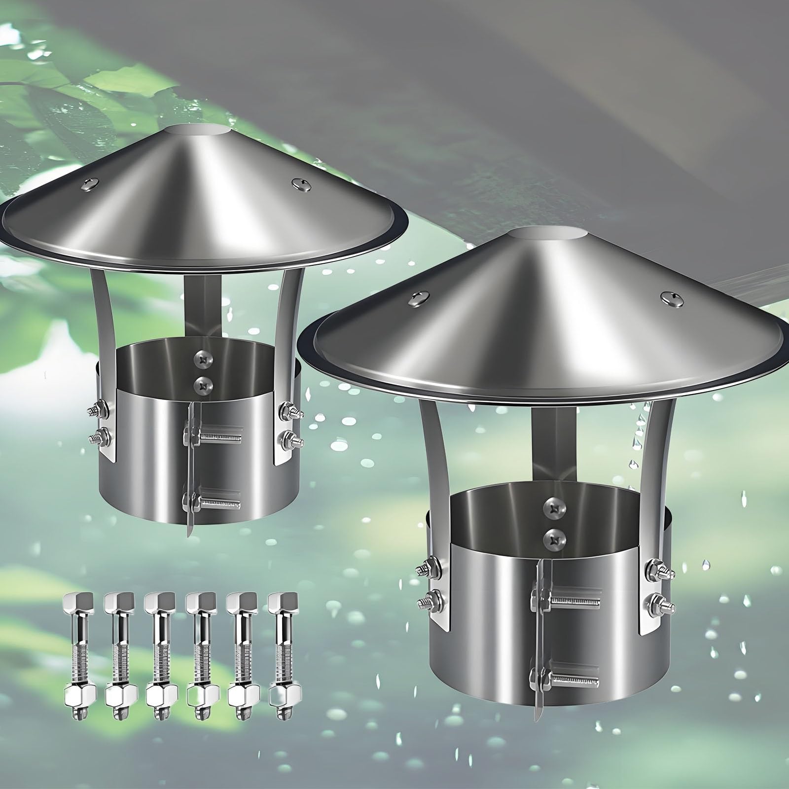 Tapas de Chimenea de Acero Inoxidable, Cubiertas para chimeneas de 3 a 1,8 Pulgadas, con ventilación cónica, diseño Empotrado, aptas para Todo Tipo de Clima (Paquete de 160 mm/6,3 Pulgadas).