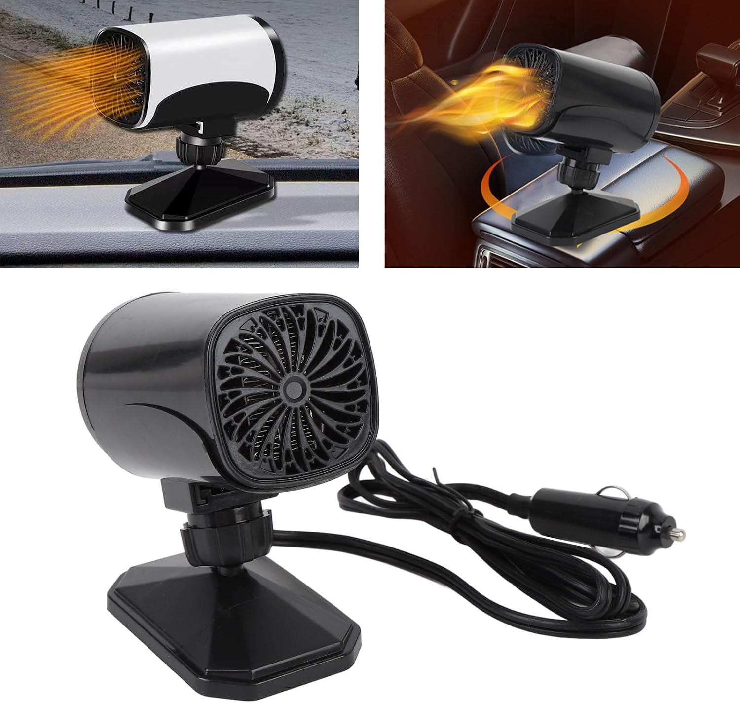 Portable Car Heater 12V/24V, Fast Windshield Defrost & Defog, Plug-in Heater for Cars