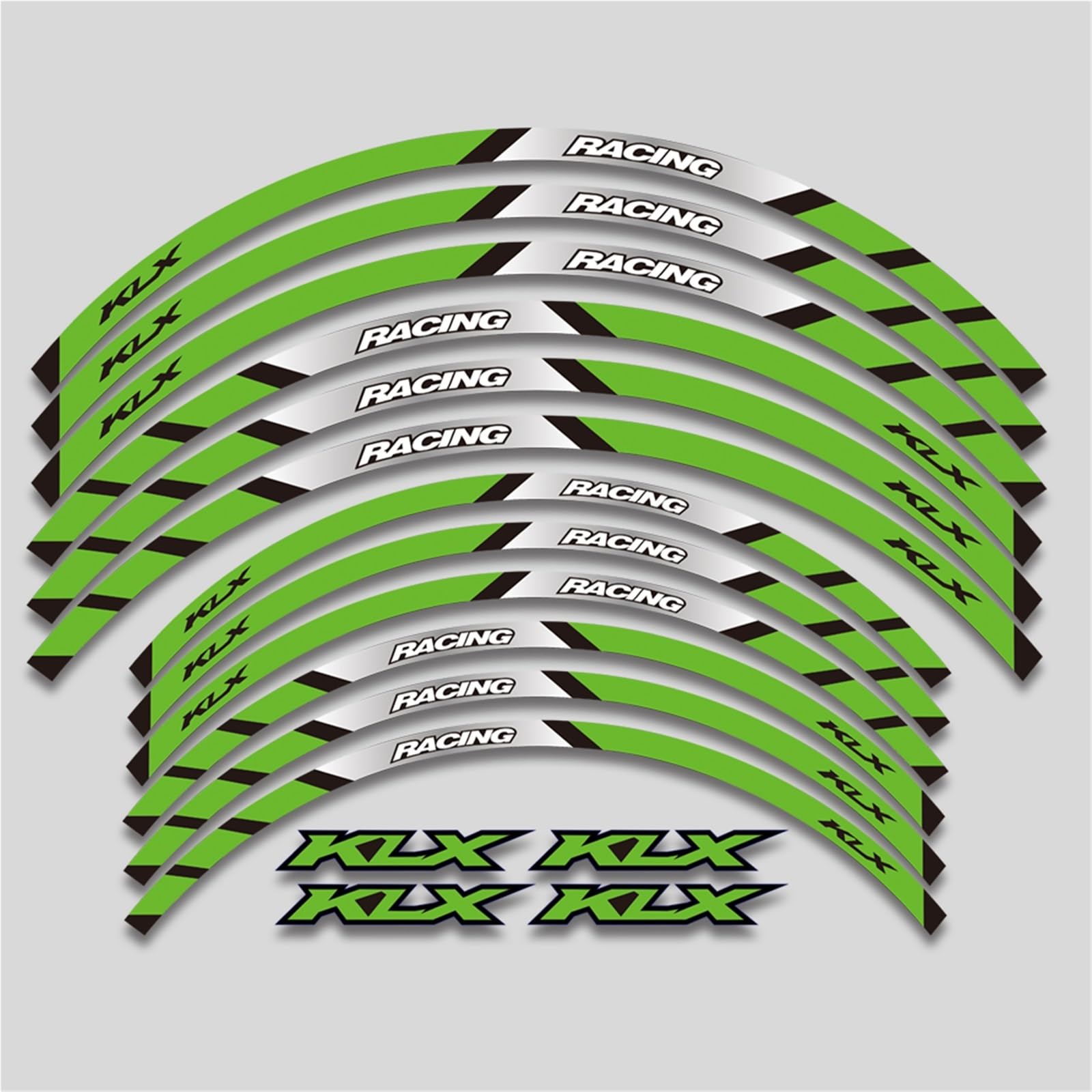 Rjkzx 2 Style A Green Decorative Stickers Motorcycle Accessories Wheel Stickers Reflective Stripe Rim Decal For Kawasaki Klx250 1979-2020 Klx250s 2006-2014 Klx300 1997-2022(2 Style A Green)