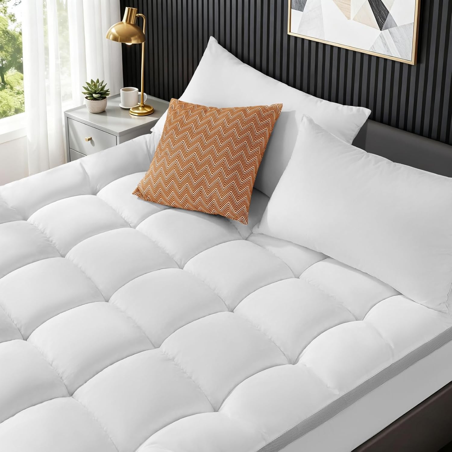 Queen Mattress Topper - Extra Firm Support Pillow Top,attress Pad Cover, Gel-Infused Memory Foam for Pressure Relief with 6"-18" Deep Pocket(60"x80") White Queen