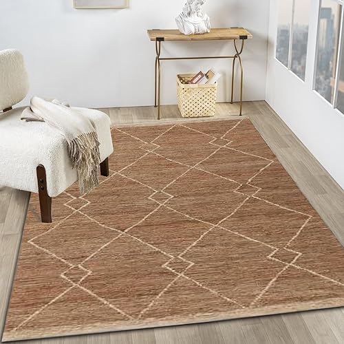 Alfombra de yute natural Sumak tejida a mano (8 x 10 pies)