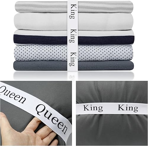 Miniatura 7 de Organizador de sábanas de 8 piezas con organización de armario de sábanas, tamaño King, individual, matrimonial, Queen con elástico para