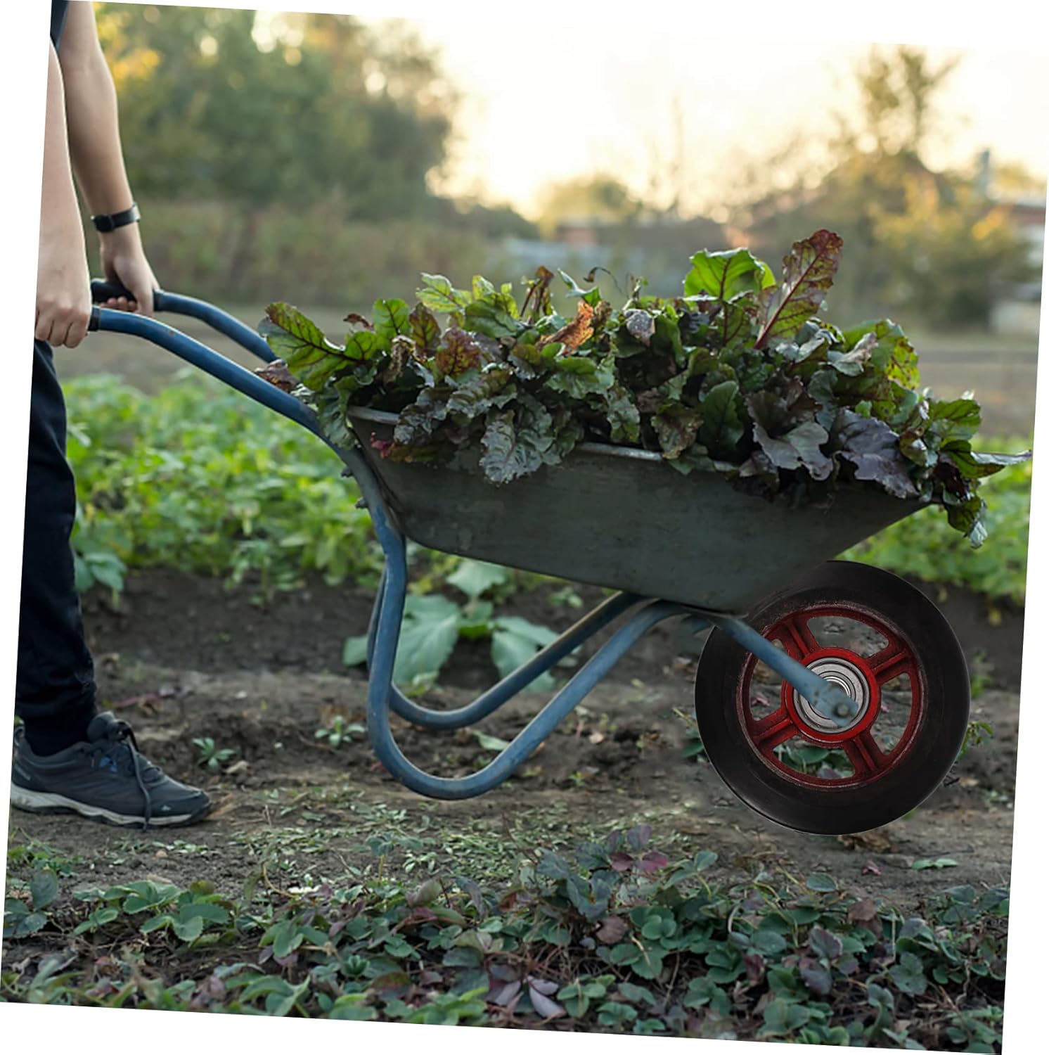 Luxshiny Professional Rubber Garden Cart Wheels Heavy Duty Replacement Trolley Wheel for Carts and Wagons Wear Resistant Design for Smooth Use Complex Terrain