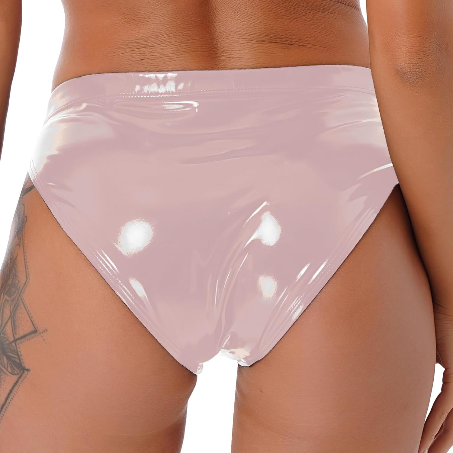 Womens Wet Look Patent Leather Briefs Underwear Club Dancing Elastic Waistband Panties