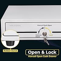 Vista 4 de Volcora Cajón manual para caja registradora de 16" para sistema de punto de venta (POS), cajón blanco resistente parcialmente extraíble con 5