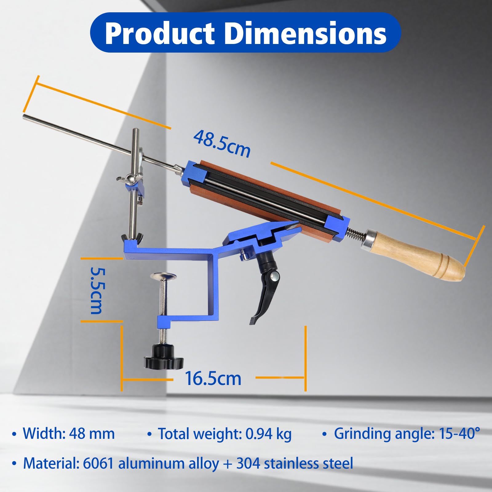 Outil professionnel d'affûtage de couteaux 360 Flip, kit d'outils d'affûtage de couteaux de cuisine à angle fixe avec design Quick Clamp, kit d'outils de polissage de précision polyvalent avec 6 pierr