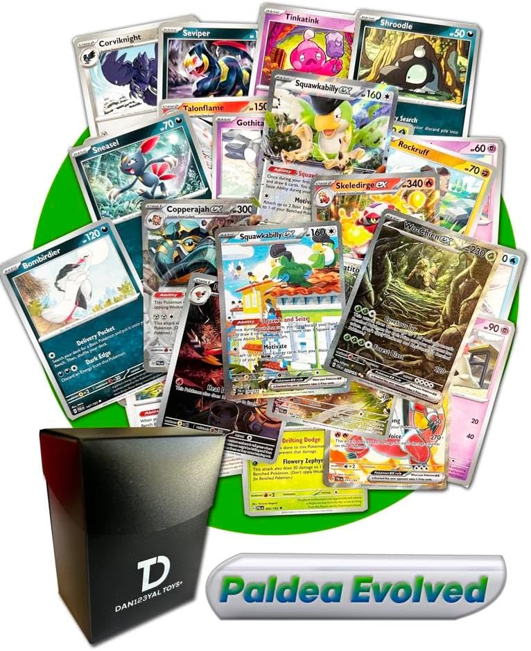 Paldea Evolved TCG Random Assortment Bundle || Guaranteed Ultra Rare + 30 Random Cards + Dan123yal Deck Box