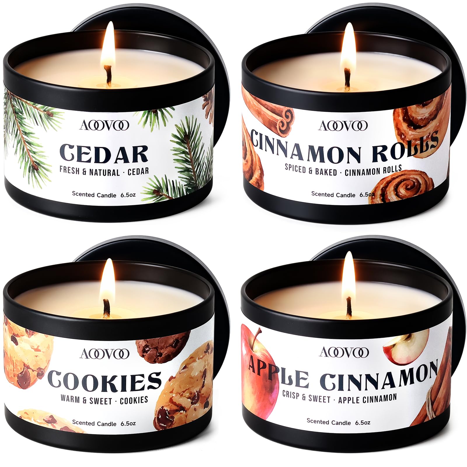 AOOVOO Winter Candles Set– 4 Pack Scented Candles for Home Decor