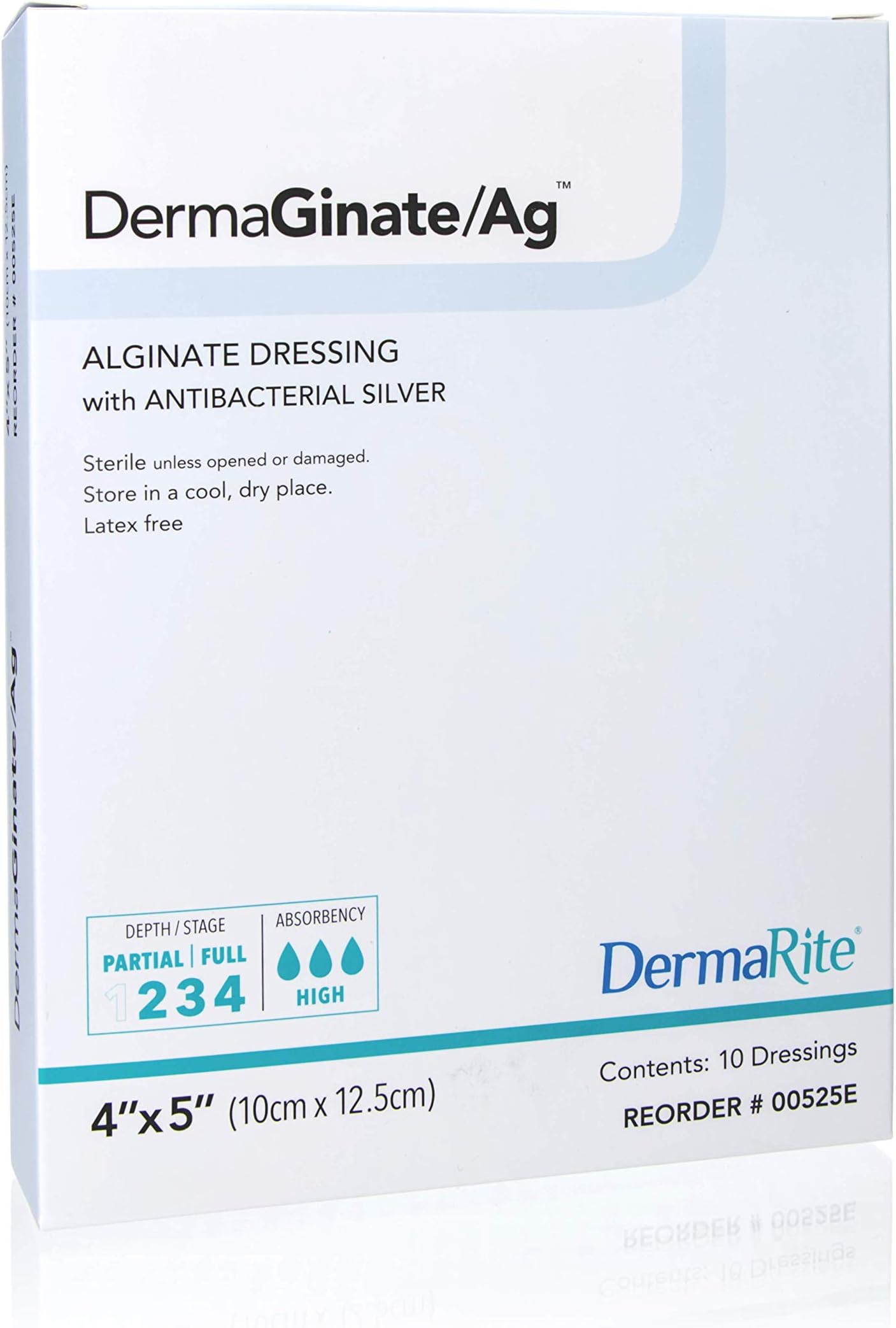 Dermarite Industries Deracinate Ag Silver Alginate, 4 X 5, 10 Count