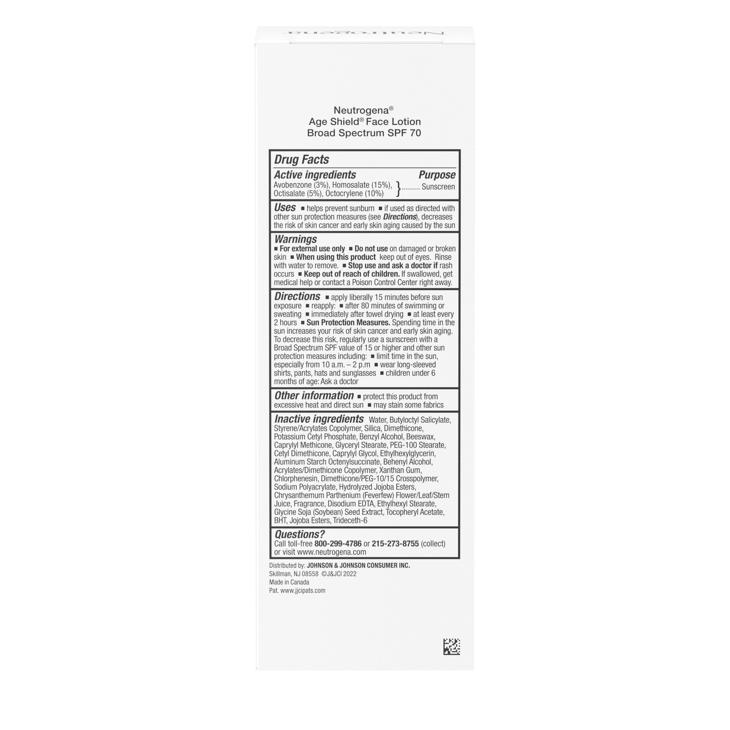 Neutrogena Age Shield Face Lotion SPF 70 – ochrona przed starzeniem się skóry do twarzy – z USA
