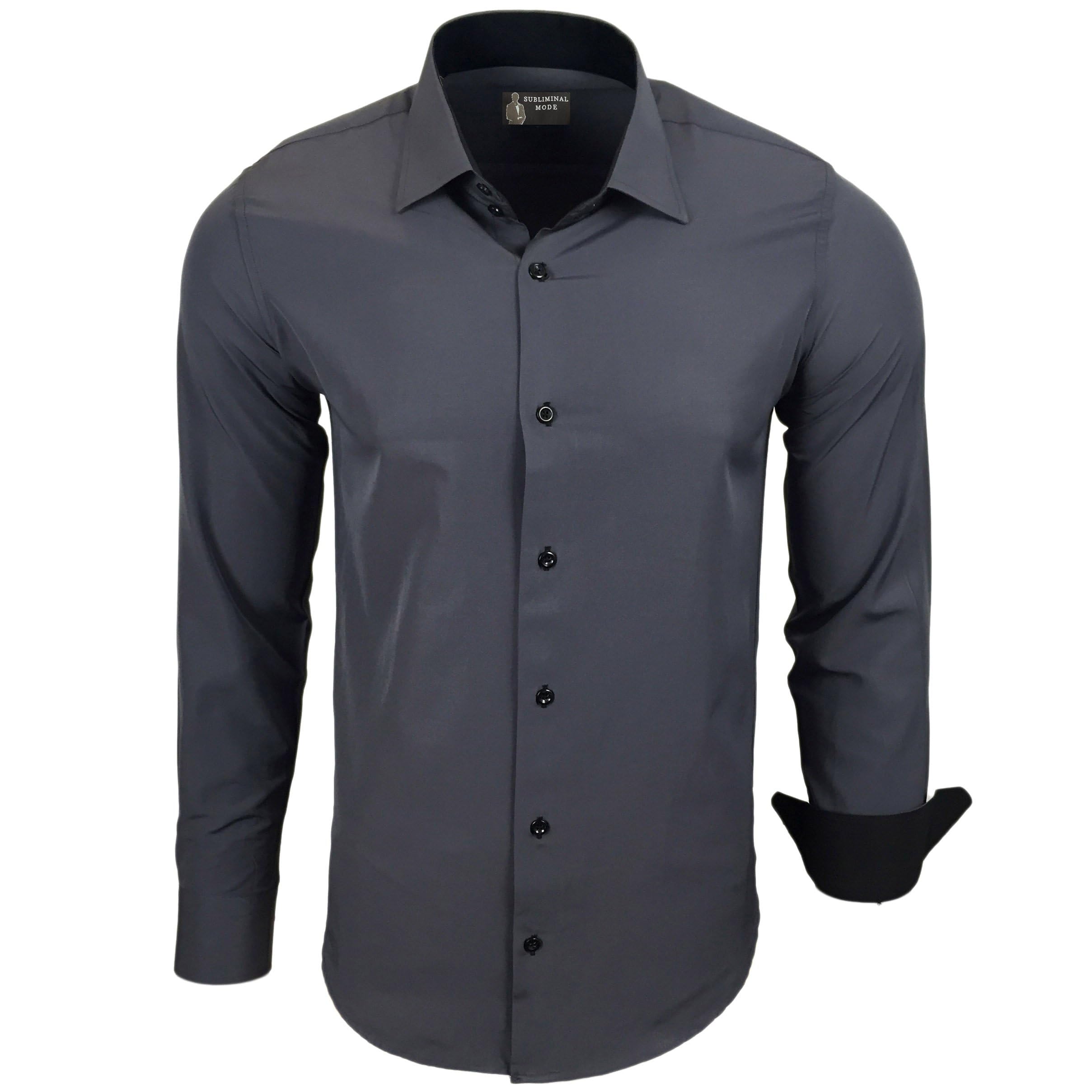 Subliminal Mode Camicia a Maniche Lunghe da Uomo | vestibilità Classica | Comoda e Facile da Lavare | Ideale per L'Ufficio e Le Uscite Informali 444-5 | Grigio M