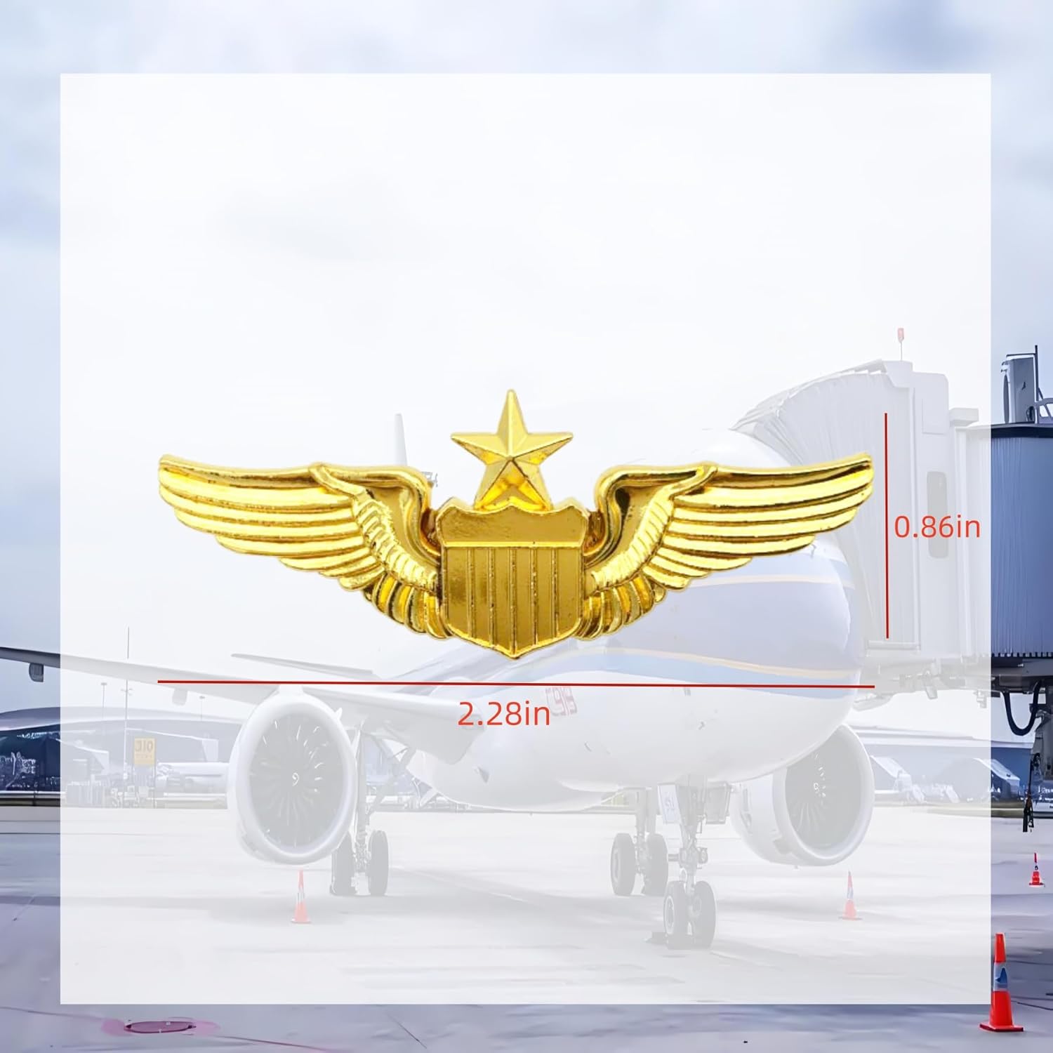 Gold Wings Pin Metal Aviator Wings Pin Senior Pilot Wing Badge 2.32" for lapel pins for clothes,hats,jackets,Shirt,professional uniforms(6-Pack) - Image 2