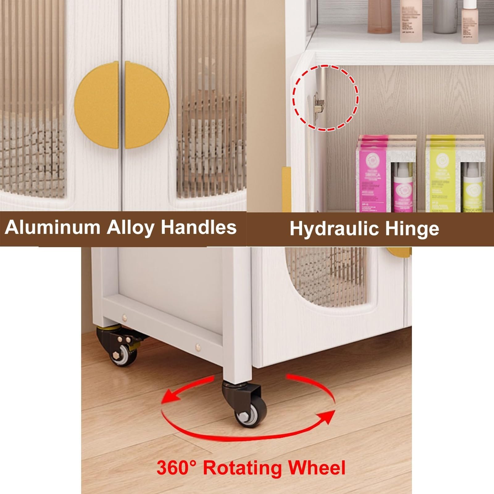 Carrello Estetista con Ruote Carrello Portaoggetti Carrello Parrucchiere Carrello Estetista Carrello Bellezza Carrello Trucco(White)