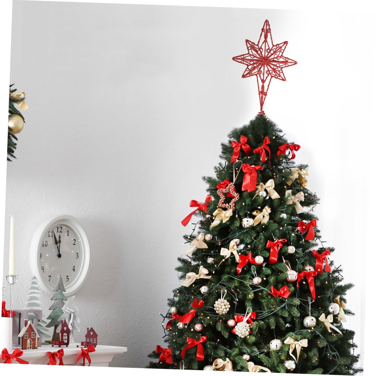Zerodeko 3 Pièces Étoile de Noël octogonale en Haut du Sapin étoile de la des Arbres de noël Topper étoile de Sapin de noël Decoration Noel Decoration de Noel décor d'or Ornement Métal