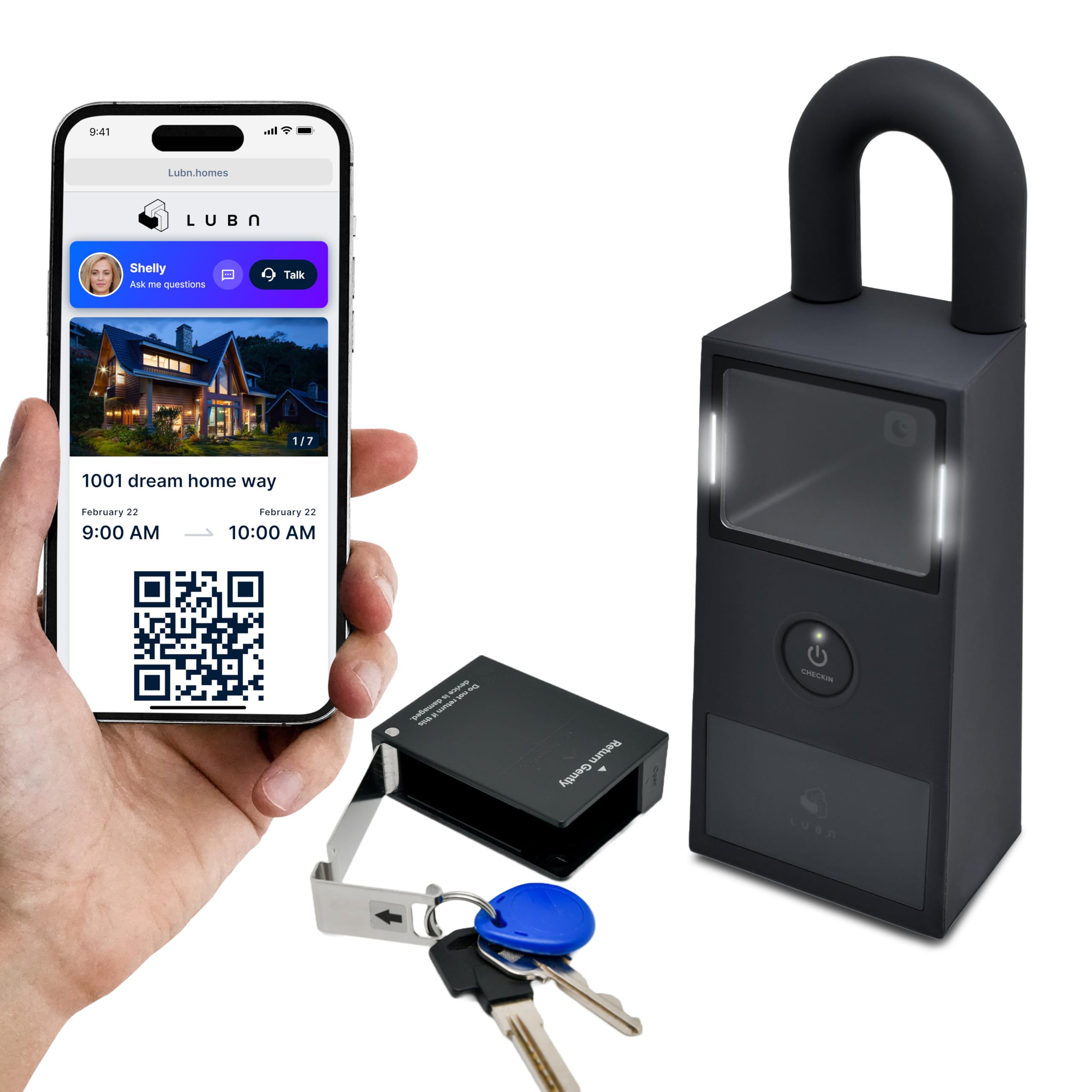 Smart Lock Box with Remote Access - Outdoor Weatherproof Digital Key Safe with QR Code for House Keys (Free 1 Month LTE Data). Business Use. Not for Car.