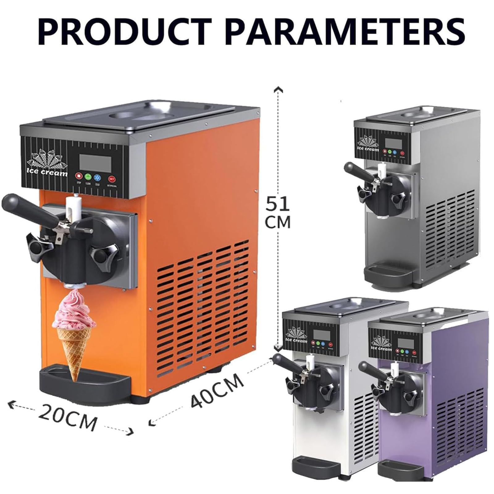 Macchina Per Gelato Commerciale 450 W, Produzione Continua 60 Blocchi/ora, Macchina Per Gelato Soft Raffreddata Ad Aria Con Autopulizia One-touch, Per Bar, Negozi Di Tè Al Latte E Bar Di Dessert