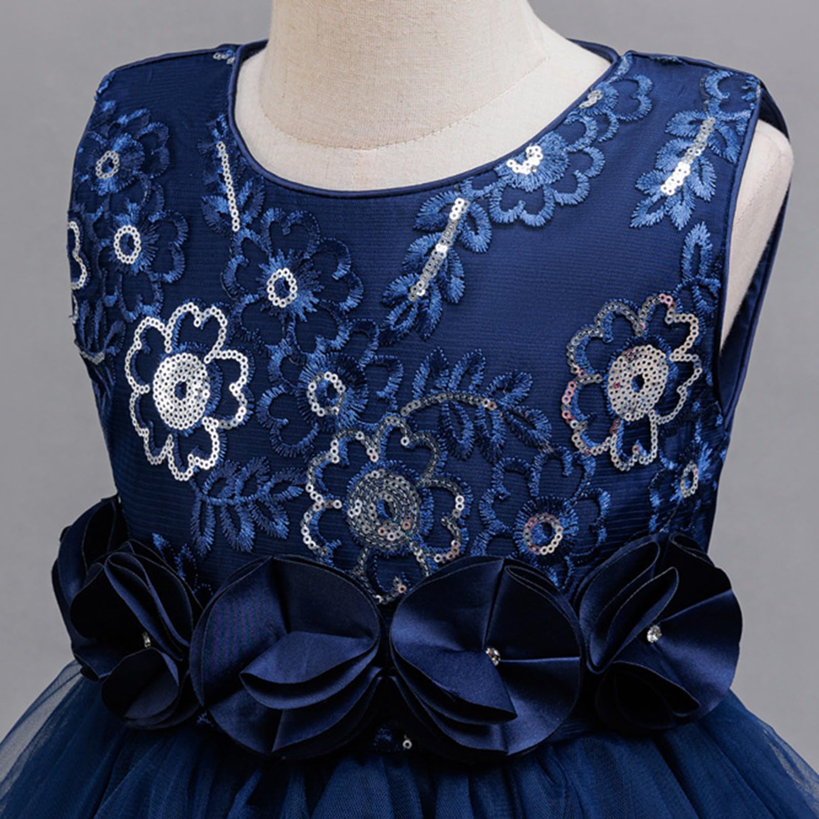 Prinzessinnenkleid aus Tüll für Mädchen, Blumenmädchen, Hochzeit, Brautjungfer, Festzug, Geburtstag, Party, Abend, Abschlussball, bodenlanges Kleid