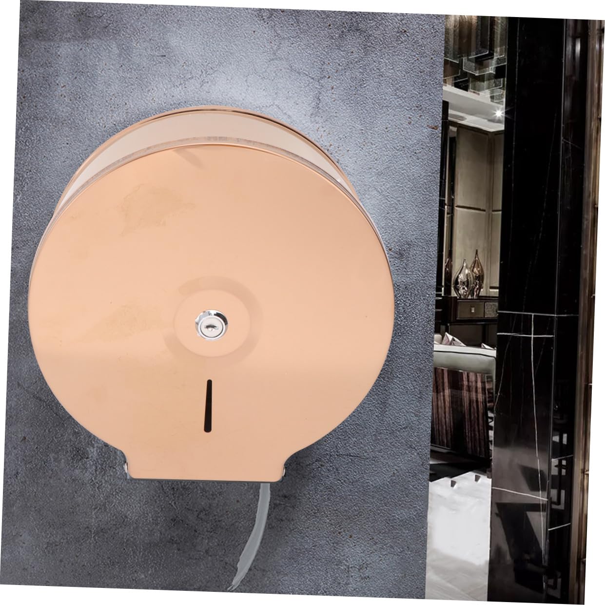 Portarotolo Carta Igienica da Parete in Acciaio Inox 304 Dorato | Tondo, Uso per Bagno e Toilette, Funzione Anti-spruzzo e Spazio Contenitivo