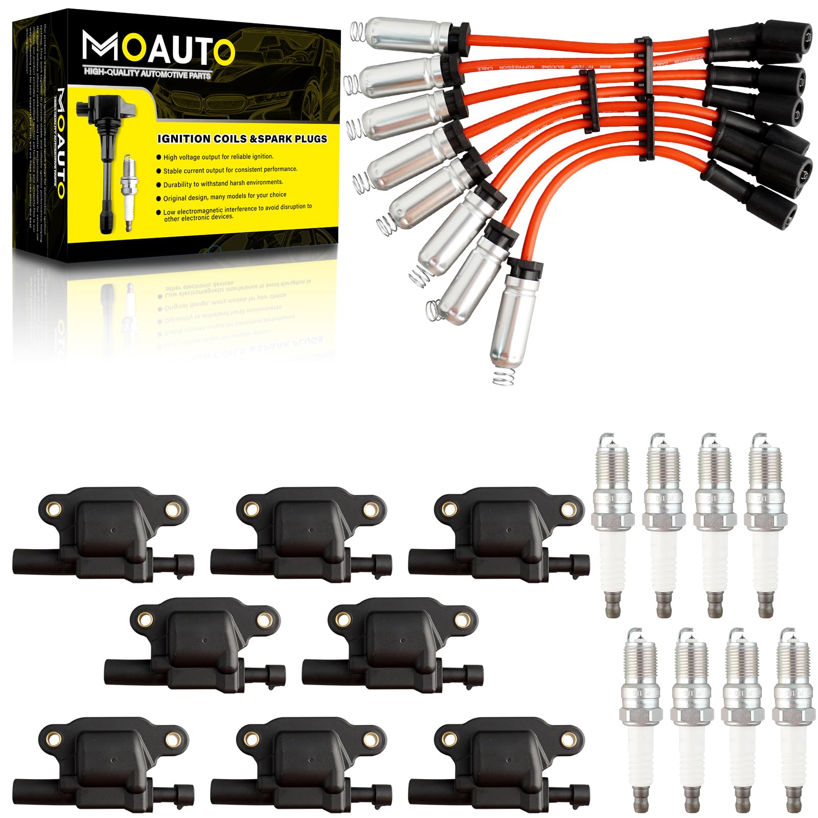 - Set of 8 Ignition Coils Pack 12570616 UF413 & 8 PCS Iridium Spark Plugs with Wire Set Compatible with Buick LaCrosse Allure Rainier Cadillac CTS Escalade ESV EXT Chevrolet GMC Hummer Isuzu V8