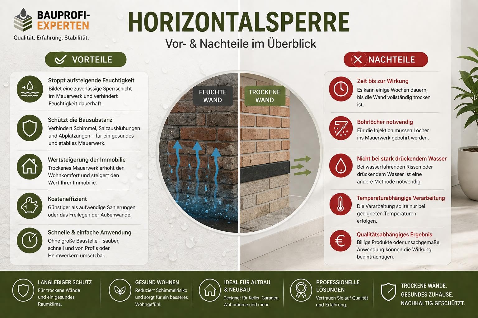 15 L Horizontalsperre Kanister – Mauerinjektion gegen aufsteigende Feuchtigkeit, Kellerabdichtung, Mauertrockenlegung, Kapillarsperre für Altbau