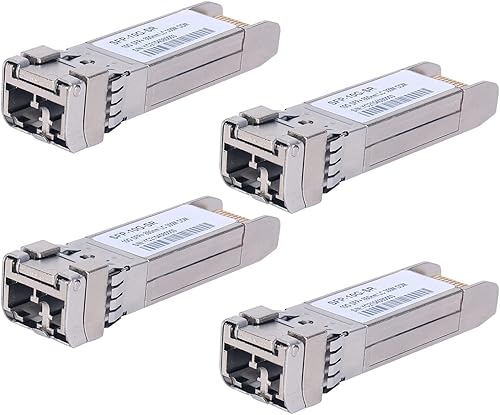 Paquete de 4 transceptores SFP+ de 10 GBase-SR, módulo LC multimodo, 10 G 850 nm MMF hasta 984.3ft, compatible con Cisco SFP-10G-SR, Meraki