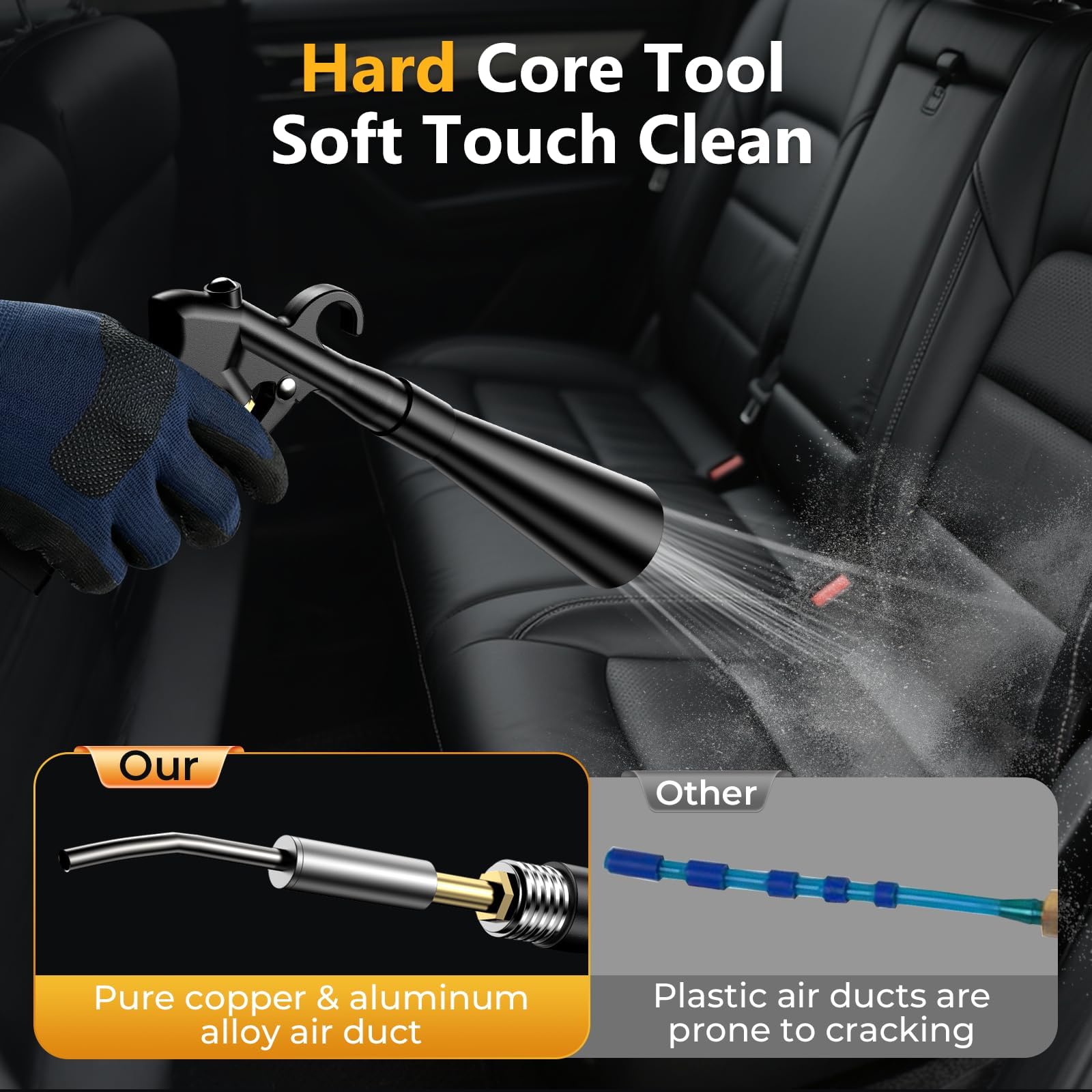 Dry Car Detailing Cleaning Gun – Blast Away Dust & Debris in Seconds & Aluminum Alloy Body with 2 Nozzles for Car Detailing, Home & Garage Use, Works with Any Air Compresso — view 3