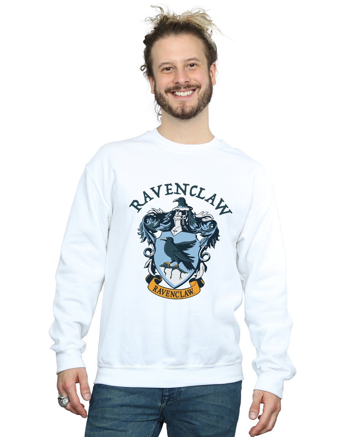 Absolute Cult Men's White Harry Potter Ravenclaw Crest Sweatshirt Xxl
