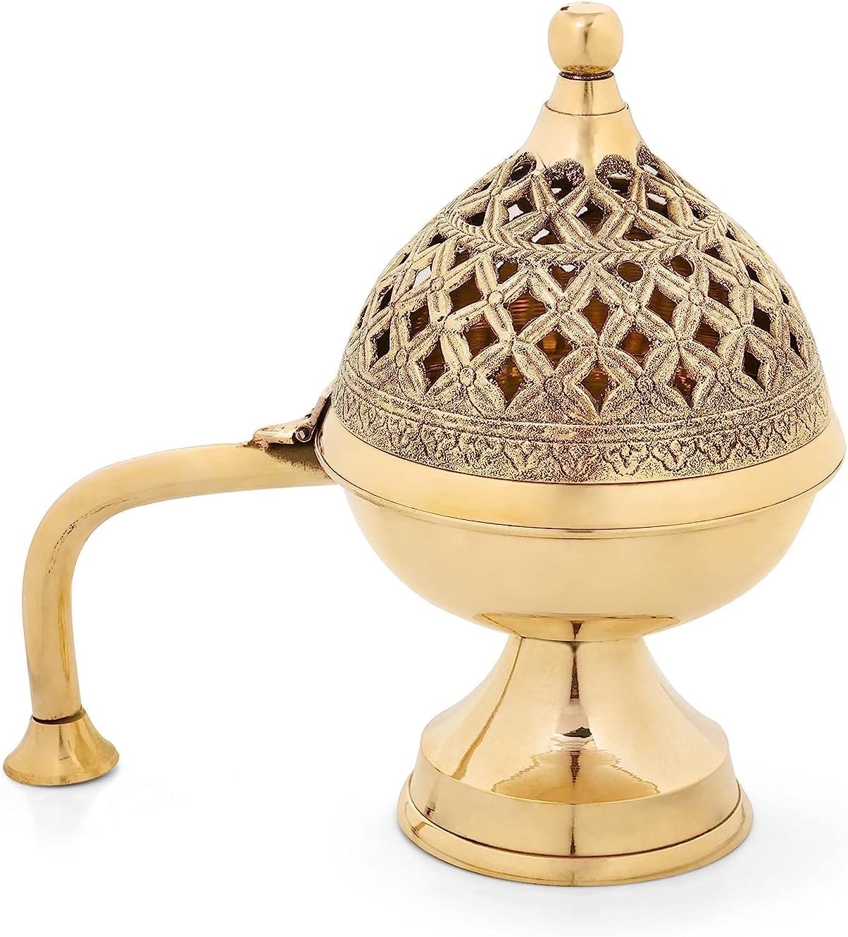FNF Creation Brass Dhuna Loban Burner with Lid | Multipurpose Round Dhoop Dani Incense Burner for Home Purification, Pooja, Meditation, Yoga & Aromatherapy Use