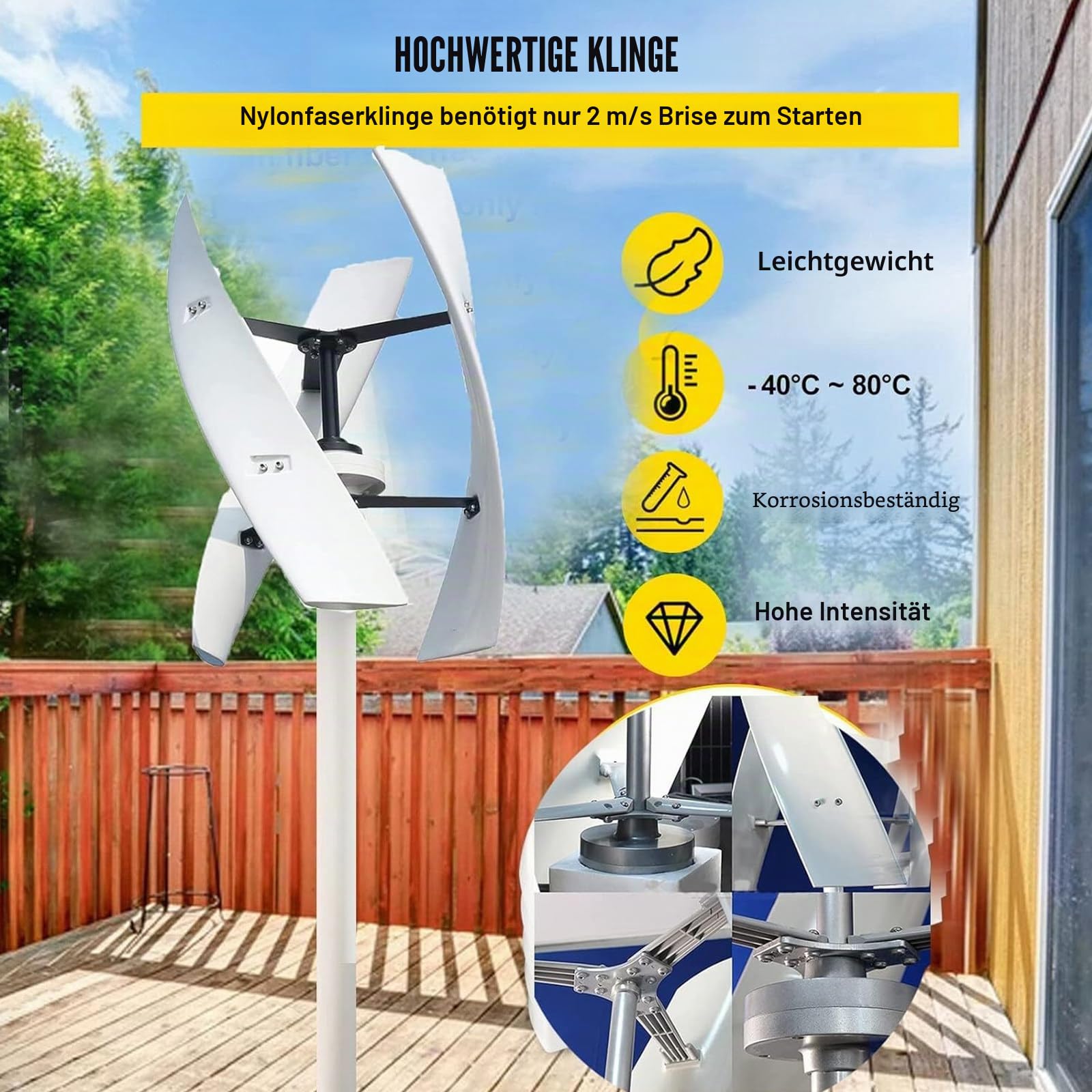 6000W,8000W,10000W,12000W,15000W Windkraftanlage-Generator, 3 Blätter Low Noise 12V/ 24V/ 48V Generator Windmühle Mit Controller Für Outdoor Hof Nutzung Und Wind Turbine,15000W-48V