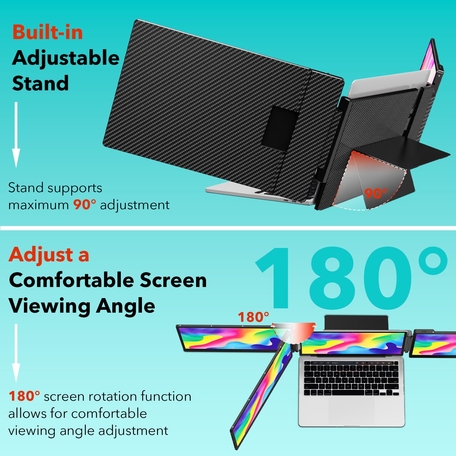 14" Ecran Portable, Extension d'écran pour Ordinateur Portable, 1080P FHD Triple Moniteur, Écrans PC with HDMI/USB-C Plug & Play pour Mac Windows Chrome