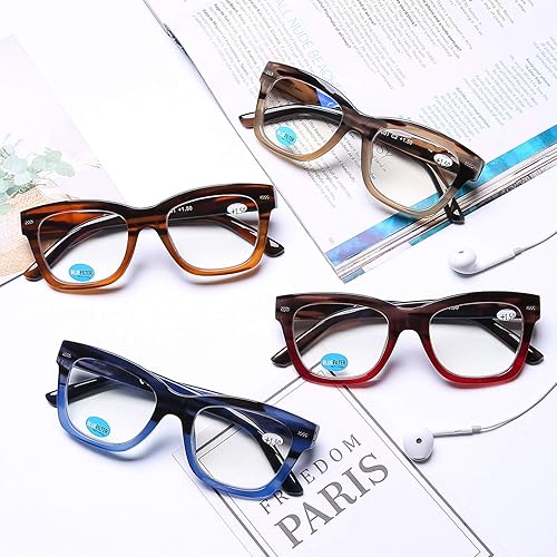 Miniatura 2 de AQWANO Oversized Design Reading Glasses for WomenMen, Computer Blue Light Blocking Fashion Square Reader Anti GlareFatigue