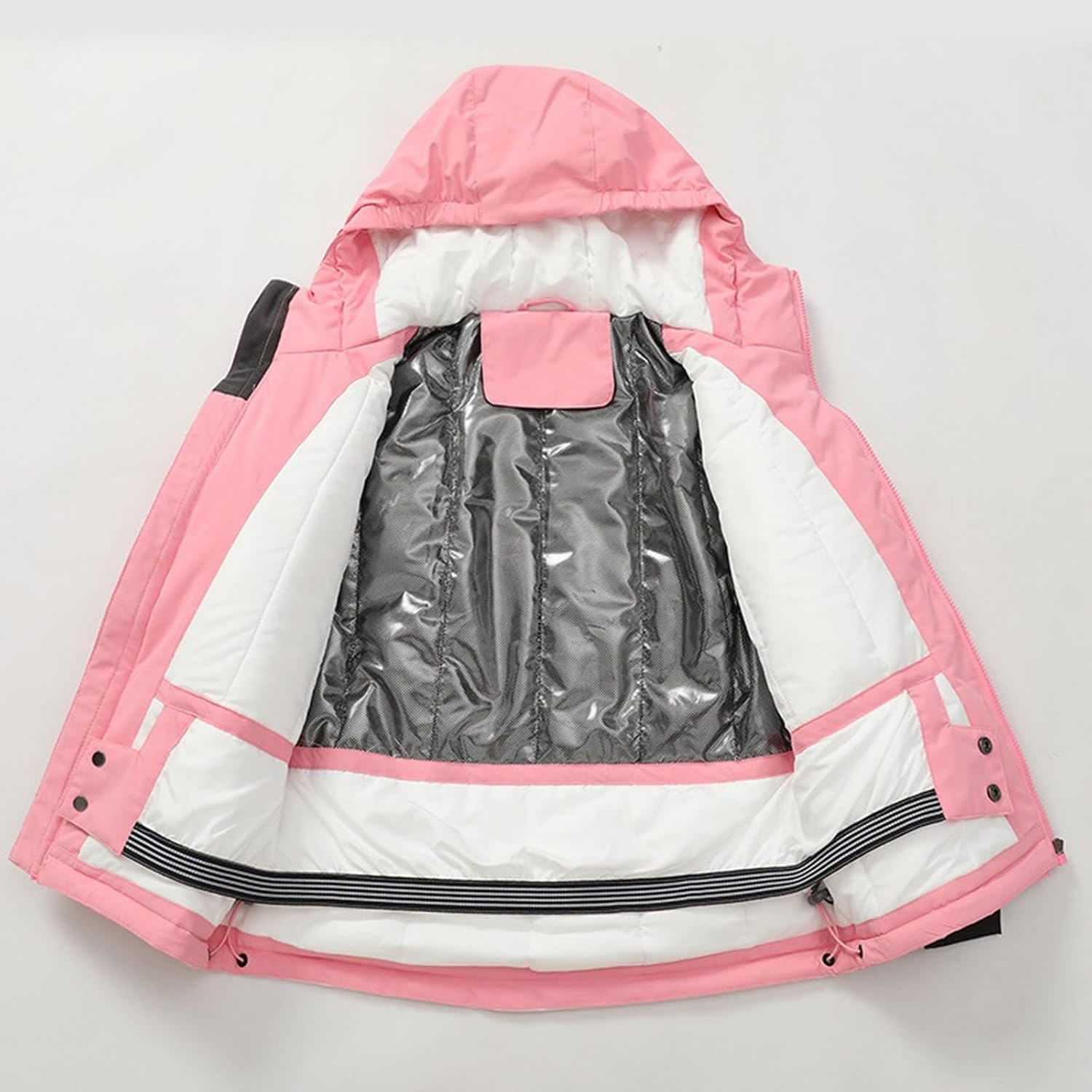 Kids Girls Winter Ski Jacket One Piece Hooded Zip Up Waterproof Snow Coat Cold Weather Windproof Warm Outerwear