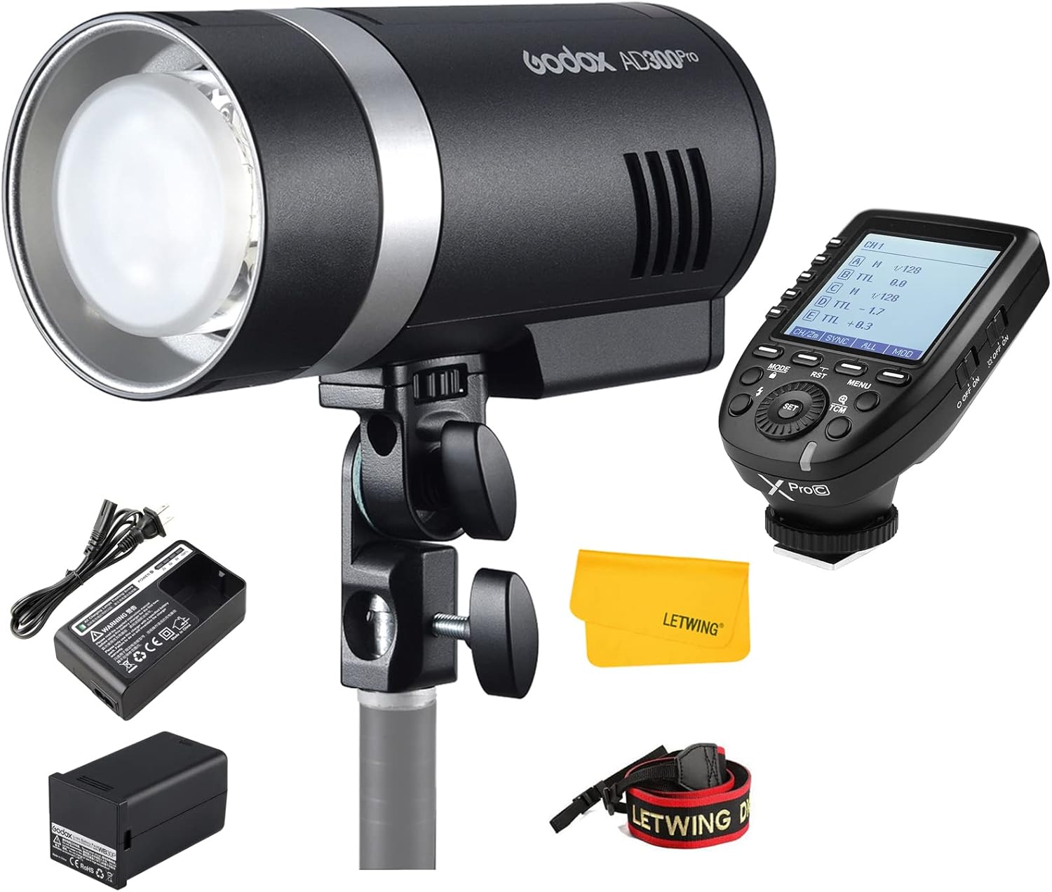Godox AD300Pro AD300 Pro Strobe Flash, Studio/Outdoor Flash with 300Ws 2.4G 1/8000s HSS Flash with Godox XPro-C Wireless Flash Trigger for Canon Camera : Electronics