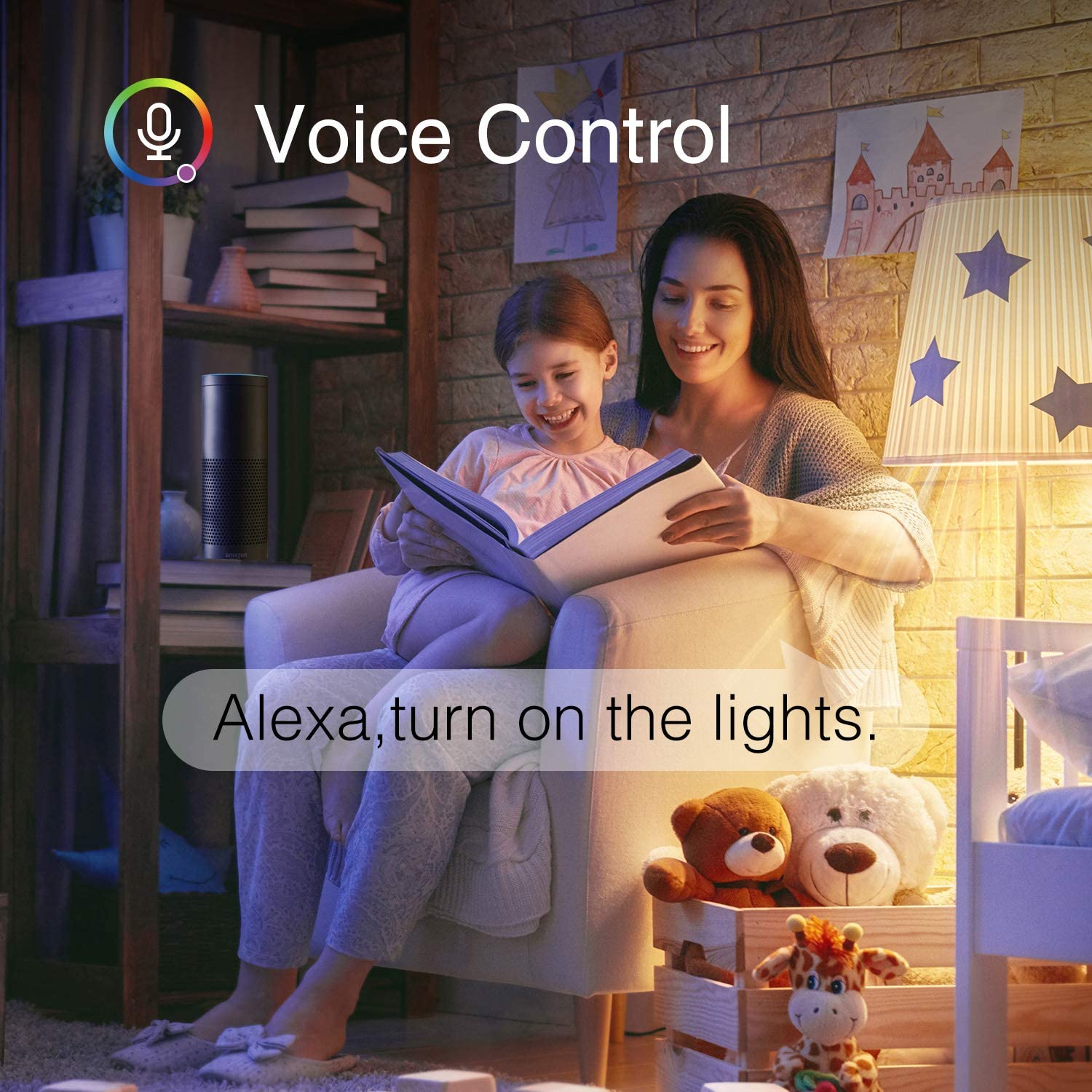 Beantech Smart Bulb, WiFi LED Light Bulbs, Dimmable Light Bulb 2700K-6500K, Smart Bulbs Compatible with Alexa & Google Assistant, A19 Alexa, RGB Tunable White Bulb, 4 Pack, Multicolor (NWB5-4)