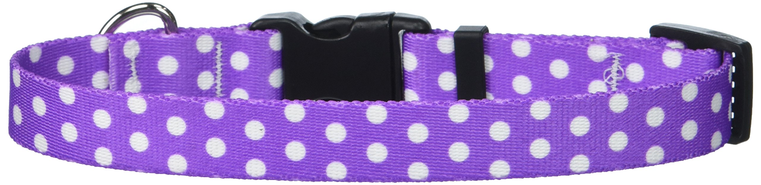 Yellow Dog Design Standard Easy-Snap Collar, New Purple Polka Dot, Small 10" - 14"