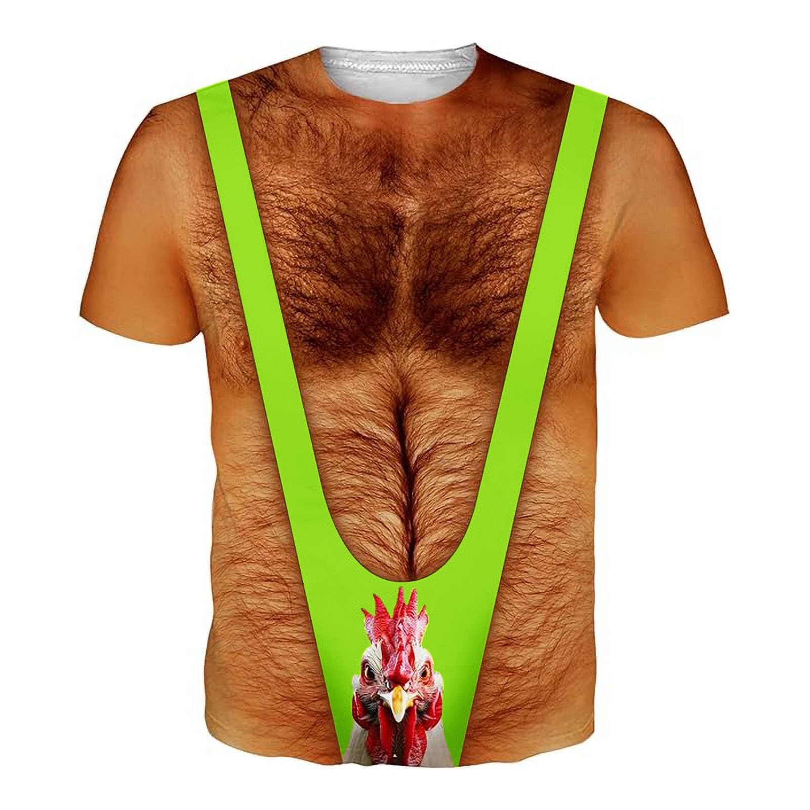 Muscle Shirts Men's Funny Shirt Outdoor Carnival Costume Unisex Beer Costume Round Neck Ugly T-Shirts with 3D Sexy Print Running Shirt Muscle Fancy Dress Costumes, O Light Green, M