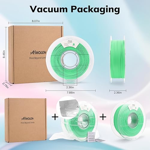 Vista 179 de AMOLEN - Paquete de 4 carretes de filamento de ácido poliláctico de seda para impresora 3D, brillante, bicolor, 1/16 de pulg./1.75 mm, azul Verde