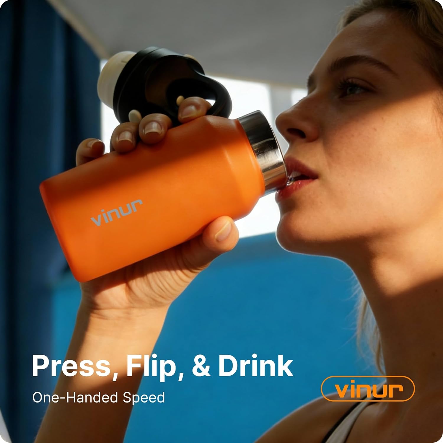 Vinur Small Water Bottle 9 oz Stainless Steel Insulated Water Bottle for Purse & Handbag, Travel Leakproof Water Flask for Girl, Canyon Red - Image 5