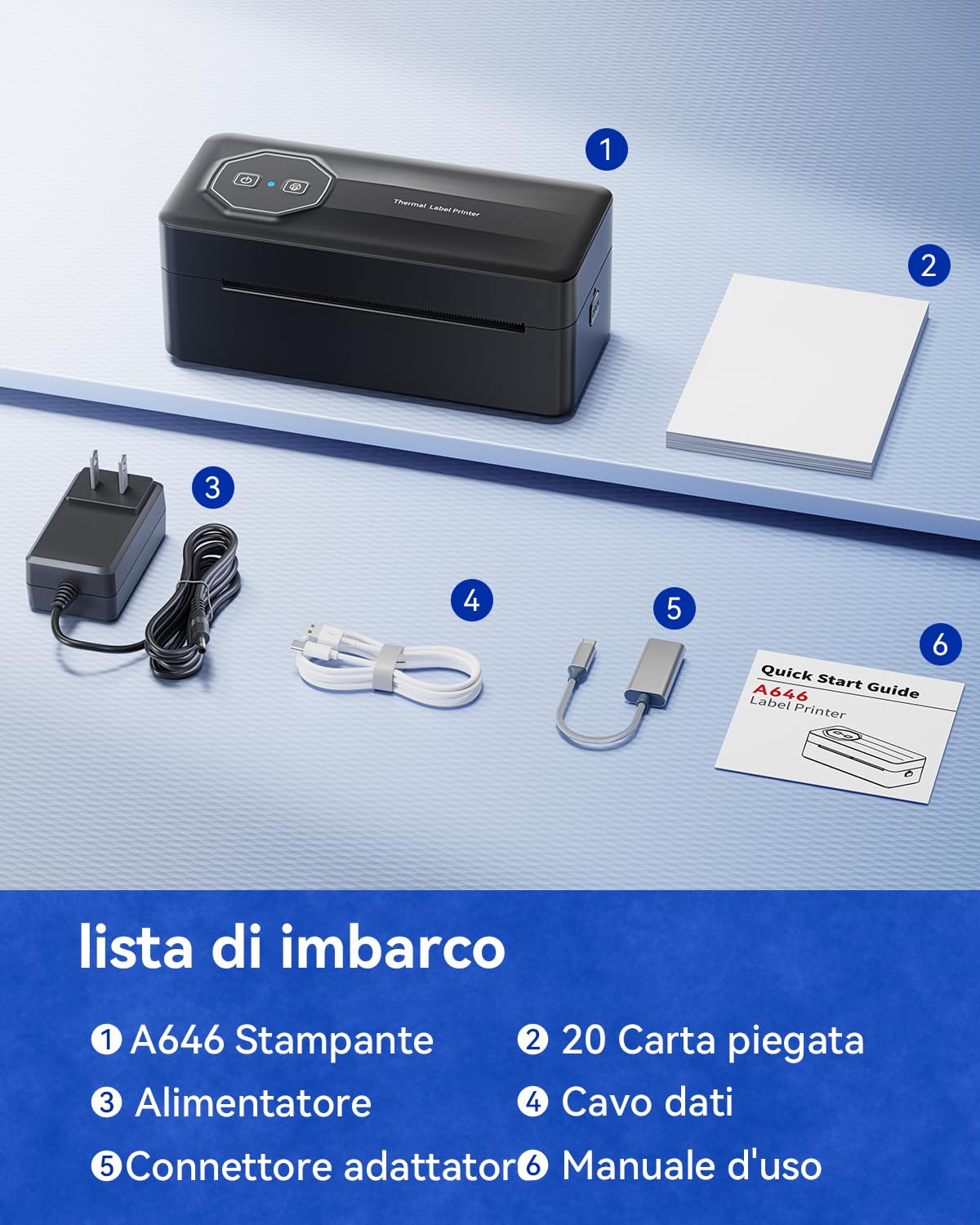 TATTMUSE Stampante termica Bluetooth da 4 x 6 pollici – Stampante per etichette di spedizione compatibile con DHL, Amazon, FedEx, Shopify, Etsy e Royal Mail. Ideale per codici a barre, etichette