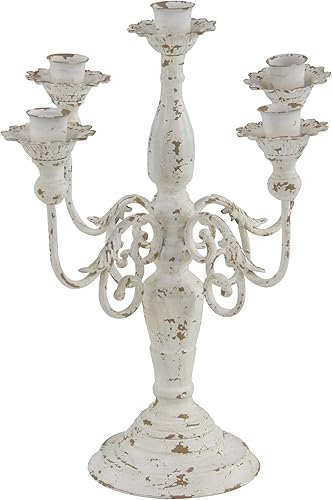 Miniatura 3 de Deco 79 Candelabro sólido de metal vintage, 16 x 16 x 19 pulgadas, blanco
