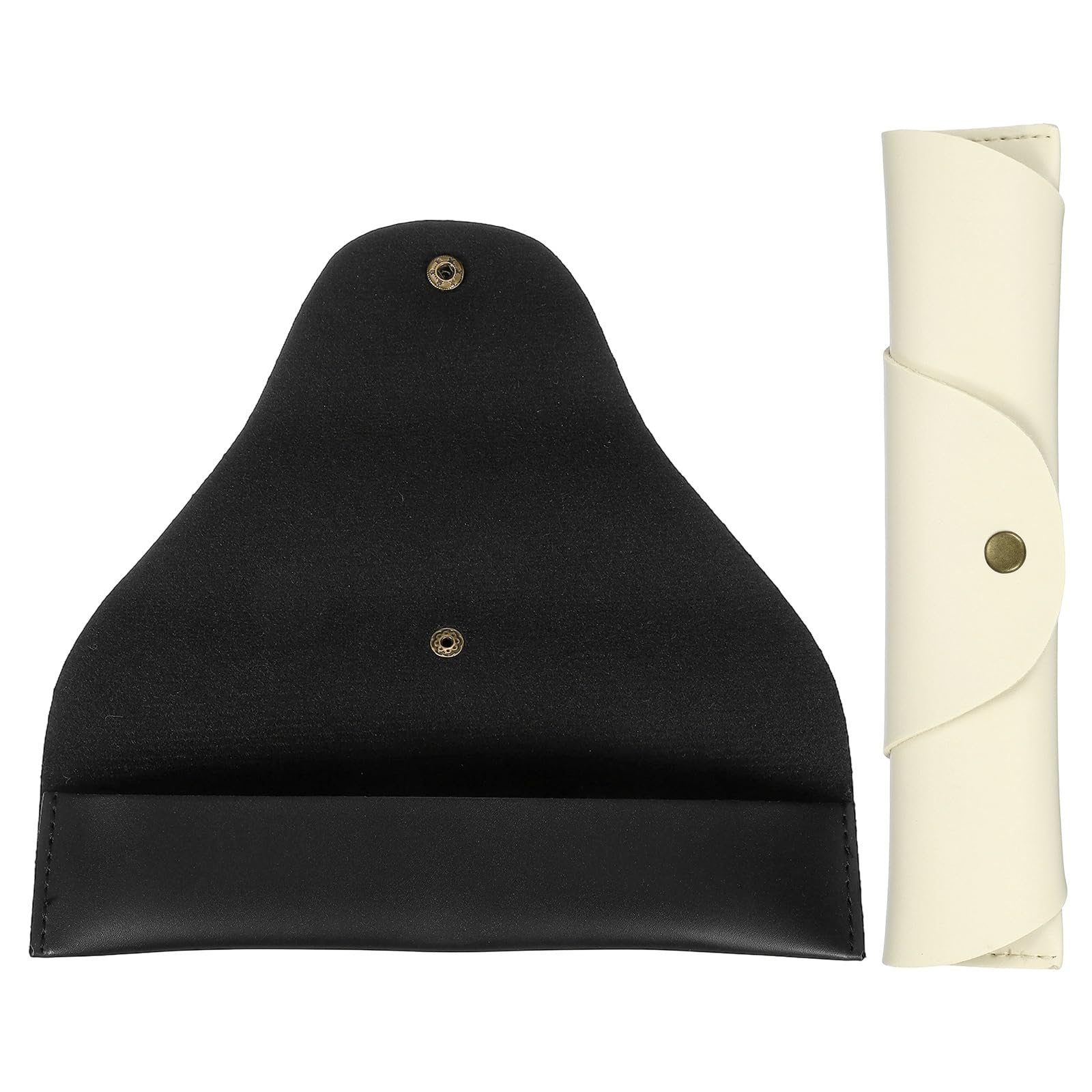 PATIKIL Vintage Leather Pen Case Roll Leather Pen Holder, 2 Pack Snap Cover Pencil Sleeve Case Roll Bag for Ballpoint Markers Art Supplies Office, Black/Beige