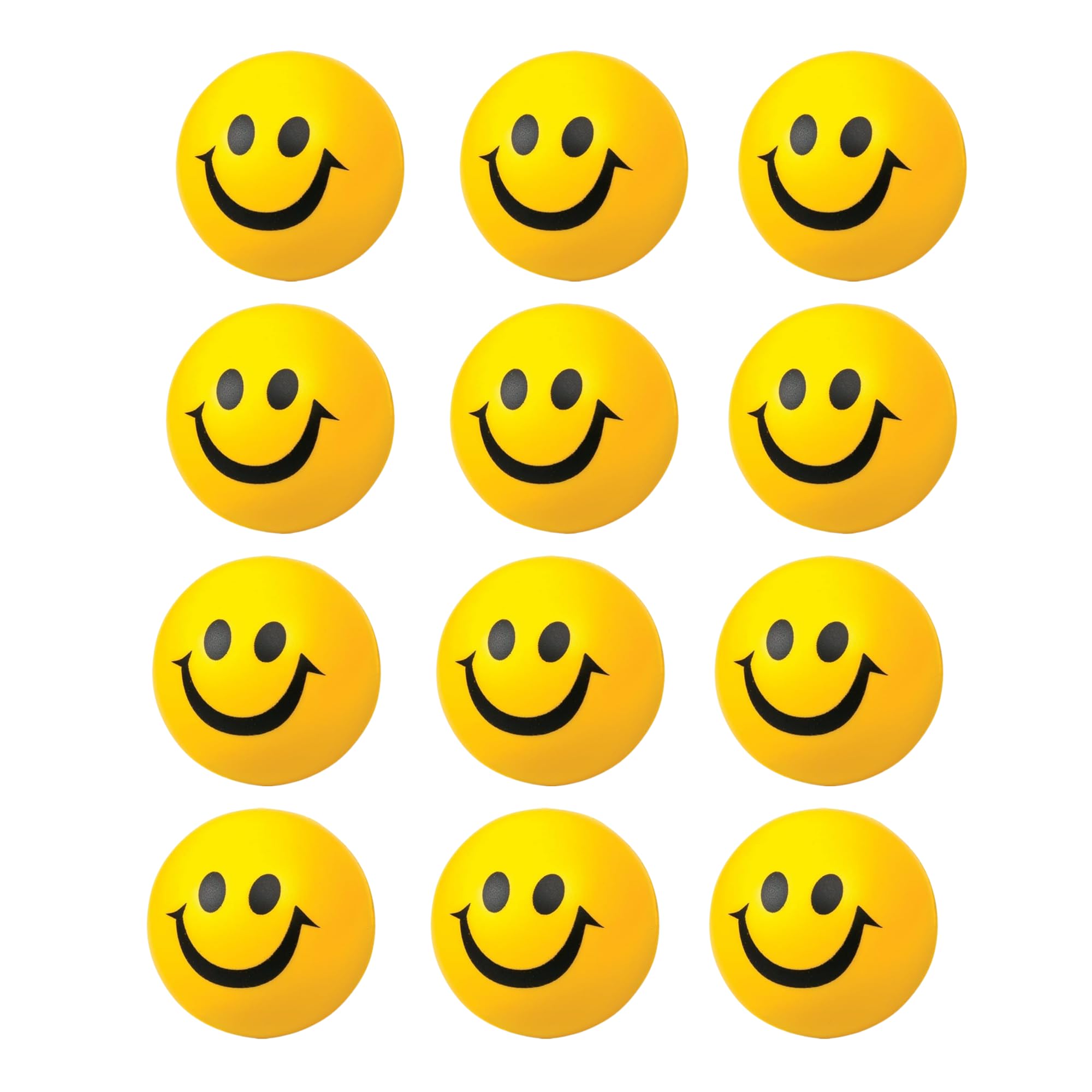Smiley Stress Reliever Squeeze Ball Pack of 12 | Soft Foam Stress Relief Squeeze Toys | Smiley Face Therapy Balls for Kids, Adults, Return Gifts & Parties | Yellow