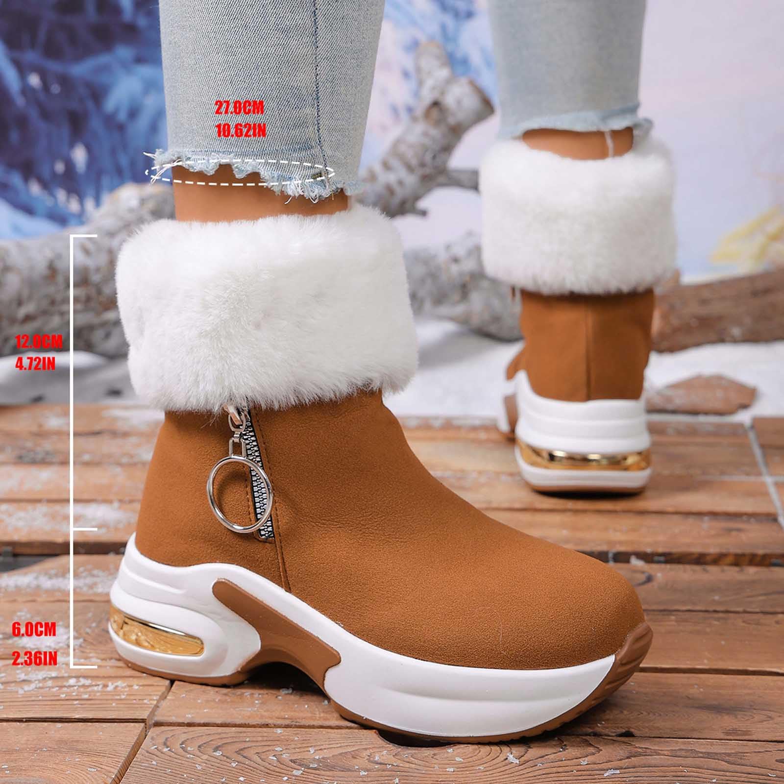 Generico Stivali Da Neve Donna Impermeabili Antivento Doposci Termiche Dopo Sci Calde Scarpe Da Neve Con Fodera Stivaletti Imbottiti Scarponi Per All'Acqua Trekkin Antiscivolo Snow Boots