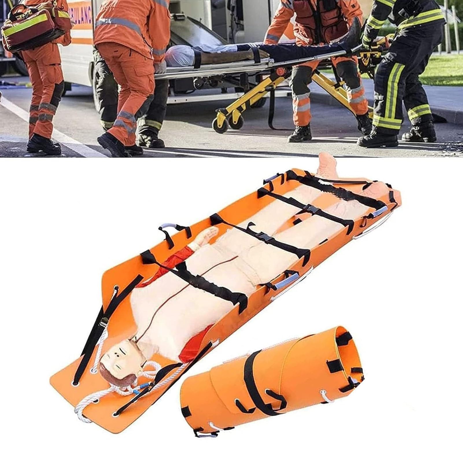 Camilla plegable portátil, Camilla médica plegable, Camilla Ligera con cuerdas de nailon, Camilla de emergencia, Camilla de espalda de emergencia para El traslado, Green