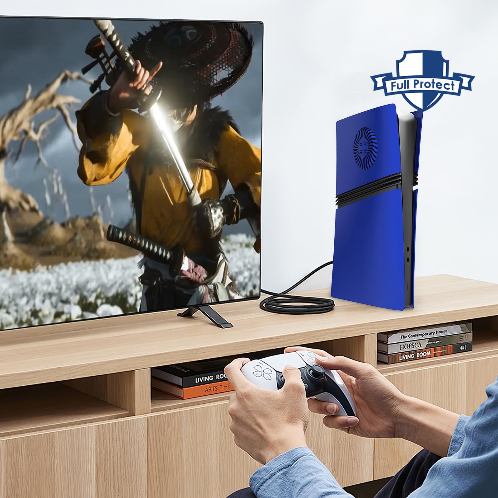 für PS5 Pro Frontblende mit Kühlungsöffnungen, Stoßfeste Frontplatten Staubdicht und Kratzfest, zum Aufstecken für PlayStation 5 Pro Digital Console Frontplatte, Einfache Installation (Blau)