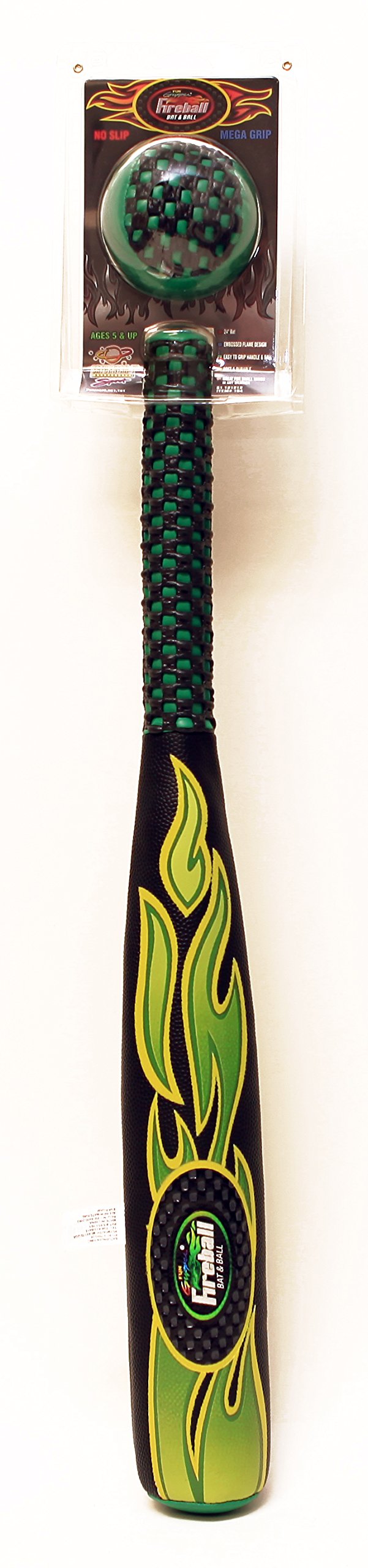 Fun Gripper Fun Gripper - Fireball Bat & Ball 24.0 Embossed Flames by: Saturnian I P.E Supplier (Green)