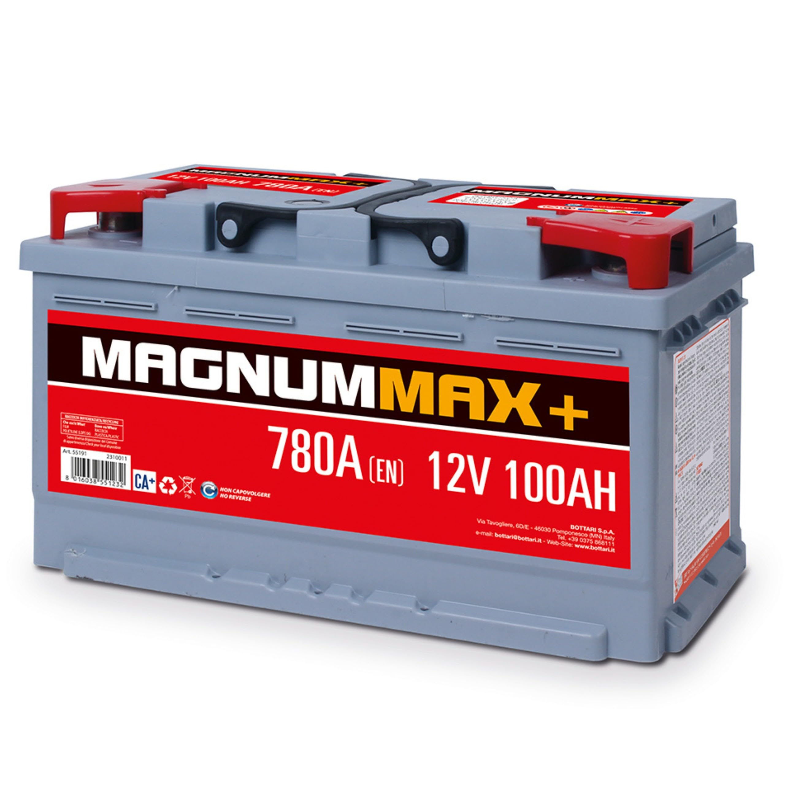 MAGNUM+ Batteria Auto 100Ah L4-12V - 780A – Batteria Avviamento per Auto e Veicoli Diesel e Benzina, Alta Capacità, Spunto Elevato, Senza Manutenzione