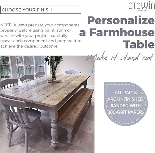 Miniatura 3 de Patas de mesa de comedor de 16 pulgadas de alto, 3 12 pulgadas de ancho, 3 12 pulgadas de profundidad, patas torneadas de repuesto de madera de goma