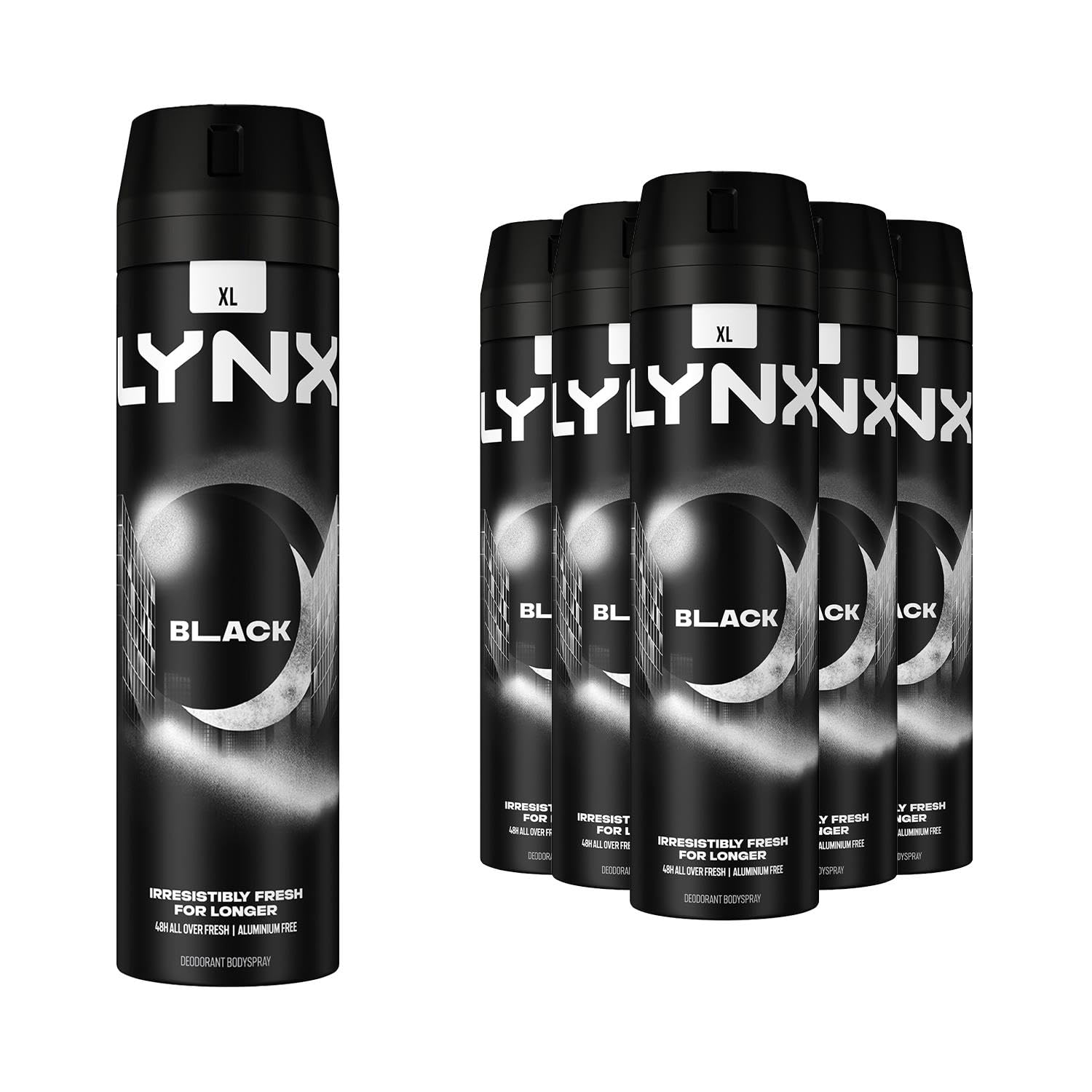 Black Deodorant Spray for Men 6 Pack, Body Spray with Long-Lasting Fragrance that Keeps You Fresh All Day, Suitable for All Skin Types, 200ml Each